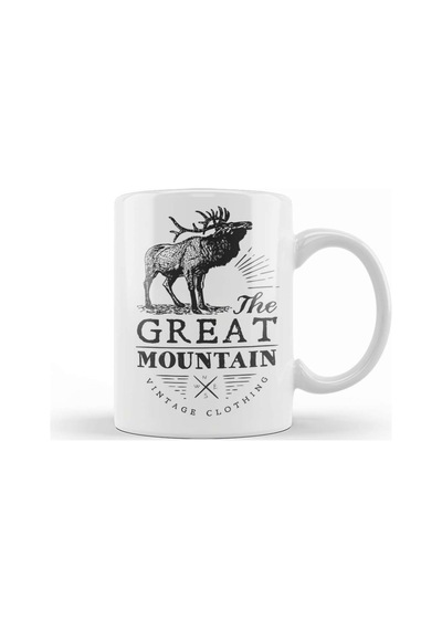 Retro Animal Stag Great Mountain Vintage Clothing Black Kupa Bardak Porselen Karışık