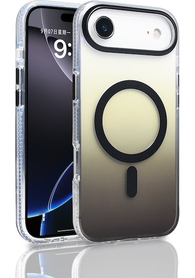 Apple Uyumlu iPhone 17 Air Kılıf M-safe Şarj Özellikli Transparan Renk Geçişli Zore Toros Kapak Siyah