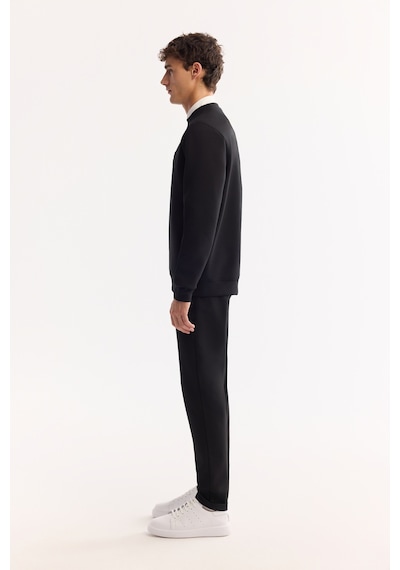 Avva Erkek Siyah Bisiklet Yaka Pamuklu Bi-stretch Basic Regular Fit Sweatshirt A52y1328