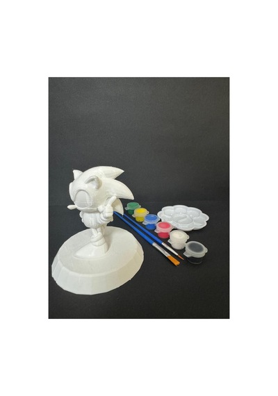 3d Sonic Figür Boyama Seti - Kendin Boya Hobi Ve Etkinlik Seti - Akrilik Boya + 2 Fırça