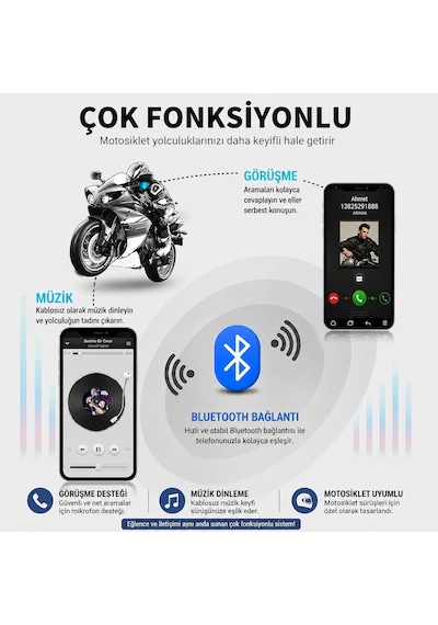 Bt-22 Kask Bluetooth Kulaklık 5.0 Motosiklet Intercom, Mikrofonlu, Ip67 Su Geçirmez, Sesli Komut Destekli