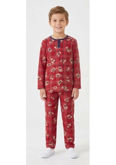 Biçomi Hassas Ciltler İçin Nefes Alan, Kesintisiz Uyku Sunan Pamuk Penye Ekose Çocuk Pijama Takımı 6-14 Ya Kırmızı Biçomi Hassas Ciltler İçin Nefes Alan, Kesintisiz Uyku Sunan Pamuk Penye Ekose Çocuk Pijama Takımı 6-14 Ya Kırmızı