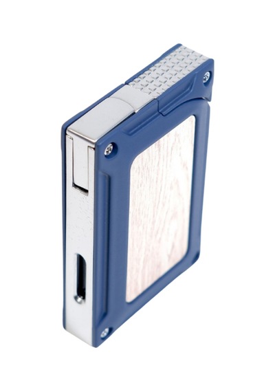 Caseti Tek Torch Pürmüz Lacivert Ahşap Desenli Metal Puro Çakmağı