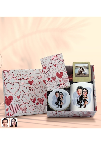 BK Gift Sevgiliye Özel Karikatürlü Kutuda Hediye Seti, Kupa Bardak, Sevgili Hediyesi, Kokulu Mum, Fotoğraflı Çerçeve-9