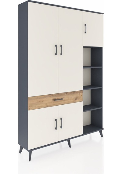 Arges Dolap 10 Raflı Tek Çekmeceli 5 Kapaklı 132x30x195 Antrasit-aytaşı/çam Aytası/atlas Çam Arges Dolap 10 Raflı Tek Çekmeceli 5 Kapaklı 132x30x195 Antrasit-aytaşı/çam Aytası/atlas Çam