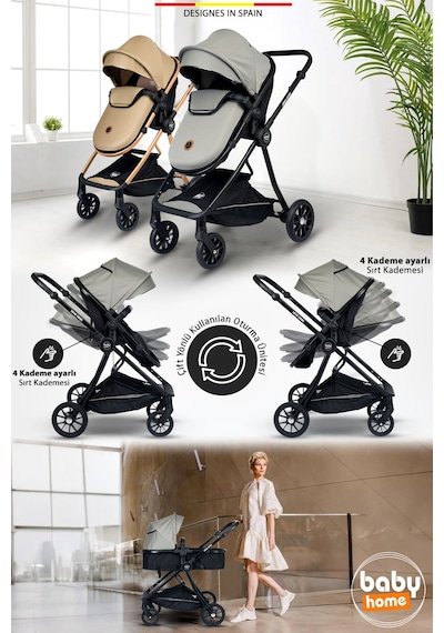 Baby Home 1010 Ayrılıp Birleşebilen Travel Sistem İkiz Bebek Arabası