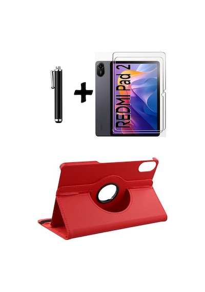 Xiaomi Redmi Pad 2 11 Inç 2025 360 Dönebilen Standlı Tablet Kılıfı Ekran Koruyucu Ve Kalem Seti Kapaklı Kılıf