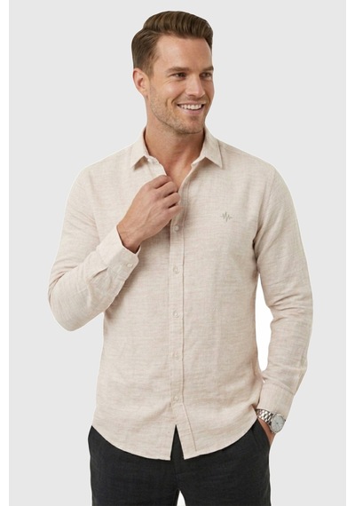 Rizzup Bej Slim Fit Çizgili %100 Pamuk Erkek Gömlek Nefes Alan Şık Günlük Gömlek 2602626