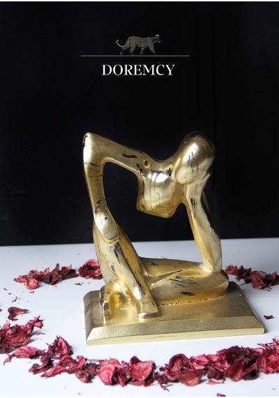 Doremcy Dekoratif Siyah Düşünen Adam Polyester Ev Ofis Hediyelik Döküm Biblo Altın