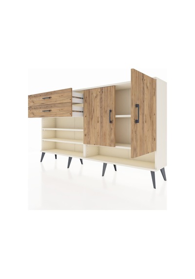 Arges Konsol 4 Raflı 2 Çekmeceli 2 Kapaklı 176x30x99 Aytaşı-çam Aytaşı-çam