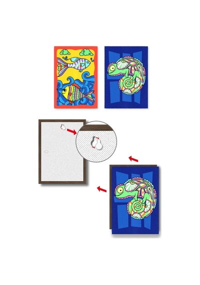 Sand Art, Yetişkin Kum Boyama Aktivite Seti 2in1 Çerçeveli Balık Ve Iguana