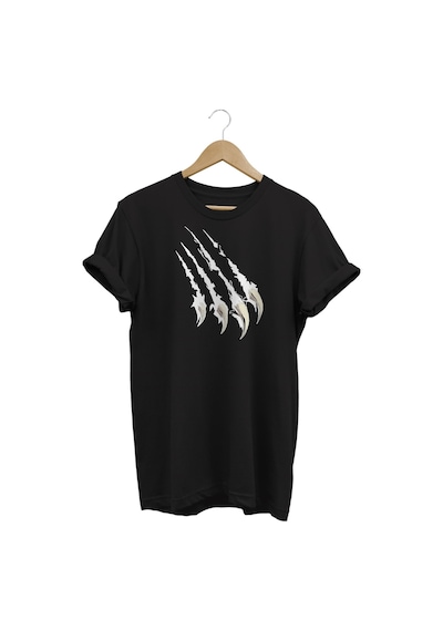Pençe Baskılı Siyah T-shirt Siyah
