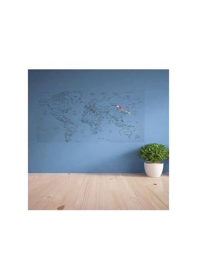 Yazılabilir Dünya Haritası Manyetik Duvar Stickerı 110 X 56 Cm 1000 x 1500 CM