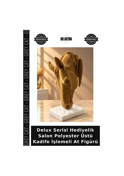 Delux Serisi Hediyelik Salon Polyester Üstü Kadife İşlemeli At Figürü