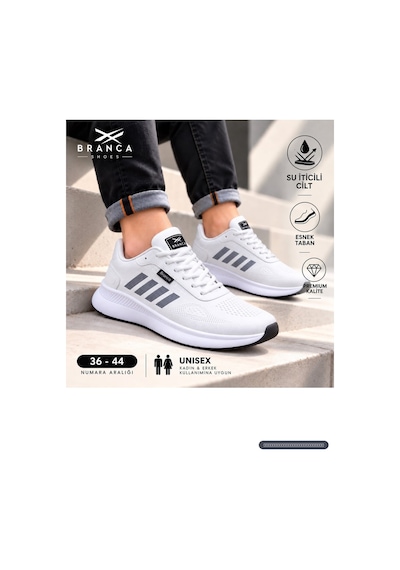 Branca Unisex Kadın Erkek Yarı Ortapedik Günlük Spor Sneaker Yürüyüş Outdoor Ayakkabı Beyaz - Buz