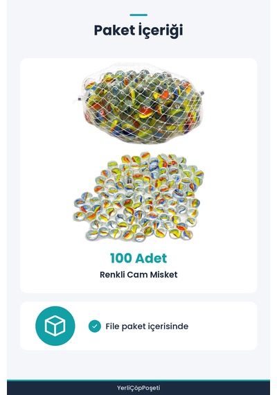 100'lü Misket Seti - Cam Bilye - File Paket Standart
