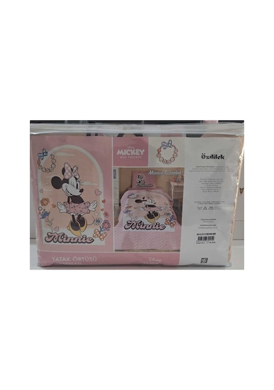 Lisanslı Disney Çocuk Yatak Örtüsü Takımı Tek Kişilik Minnie Garden Pembe