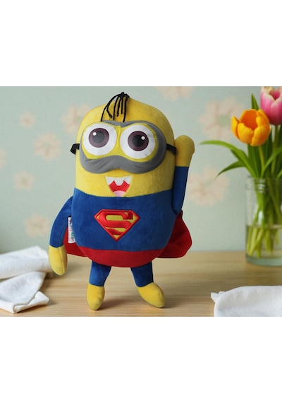 Despicable Me Minions Çılgın Hırsızlar Superman Versiyon Peluş Oyuncak Uyku & Oyun Arkadaşı 30 Cm. Kırmızı