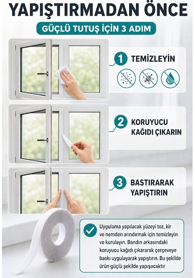 5 Metre Cırt Bant Sineklik Tülü Bandı