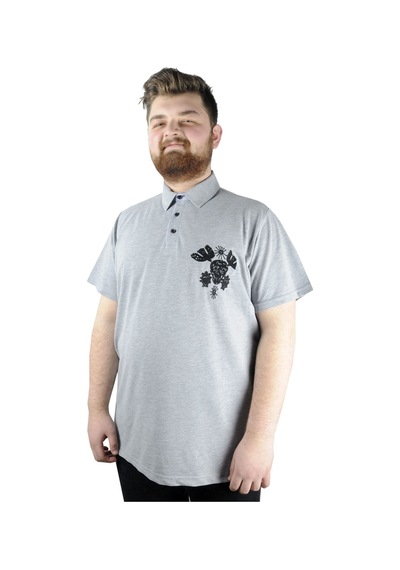 Mode Xl Erkek T Shirt Polo Skull 22304 Gri Melanj 001