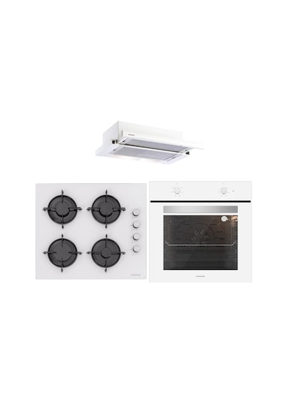 Silverline BO6501W01 - CS5349W01 - 1140 Crystal Line 60 Beyaz Ankastre Set