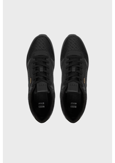 Boss Logolu Deri Sneaker Ayakkabı Erkek Ayakkabı 50568574 007 Siyah