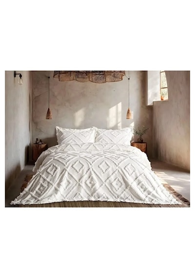 Iskandinav Ekru Çift Kişilik Yatak Örtüsü 240 X 250 Cm Ve 2 Adet Yastık