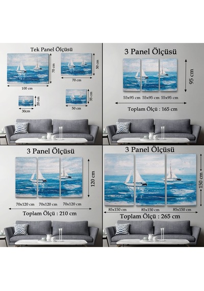 Es10 modagos067 Yaz Yelkenli Dekoratif Kanvas Duvar Tablosu-3711 (50 x 70)