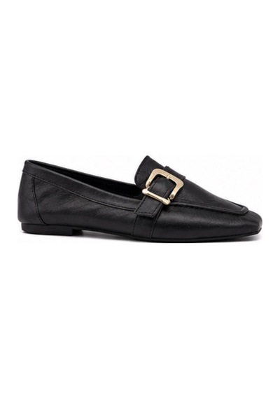 N Napa Shoe Np.19201-2.siyah Napa Shoe Kadın Siyah Tokalı Hakiki Deri Loafer Babet Günlük & Klasik Ayakkabı