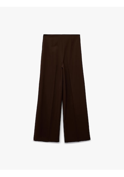 Koton Normal Bel Düz Geniş Paça Kumaş Pantolon Kahverengi 6wak40207pw Kahve