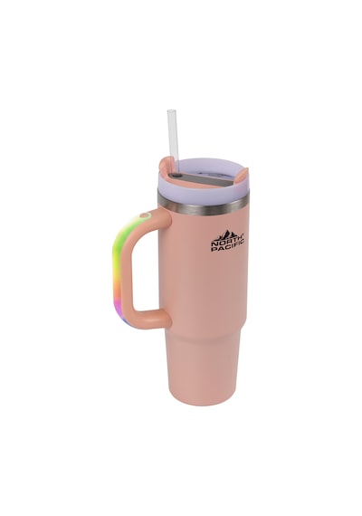 Led Işıklı Kulplu Pipetli Termos - 900 Ml Pembe