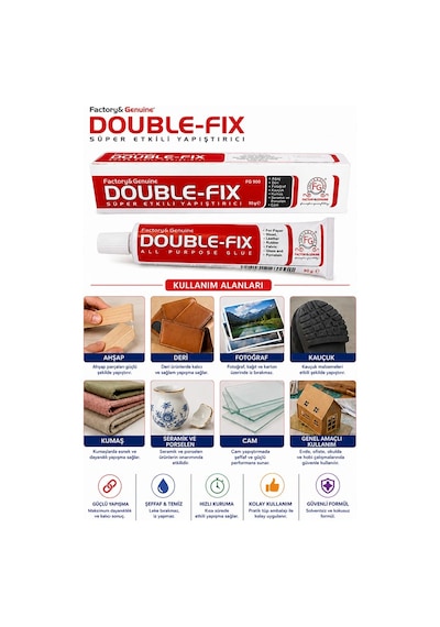 Sıvı Yapıştırıcı 90 Gr Tüp Double-fix Çok Amaçlı Kuvvetli Yapıştırıcı 2 Adet Okul Büro Yapıştırıcısı Kağıt Karton