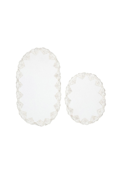 Zara Yaprak Oval 2 Parça Set Beyaz