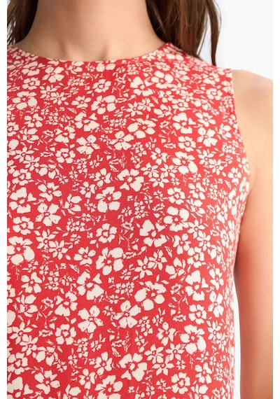 DeFacto Regular Fit Çiçek Desenli Bisiklet Yaka Kolsuz Midi Yazlık Elbise E9437AX25SMRD93