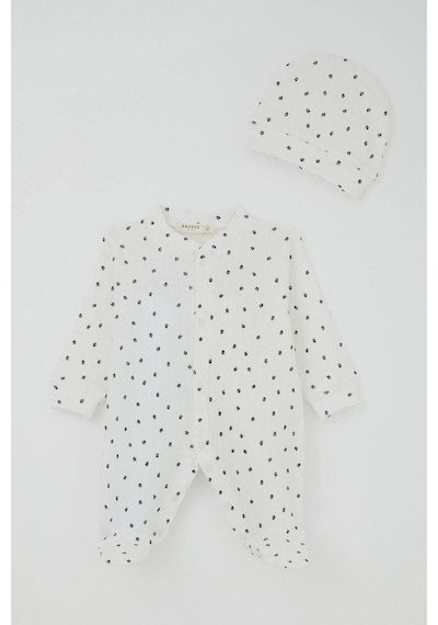 Breeze Kız Bebek Patikli Tulum Mini Çiçek Masalı 0-6 Ay, Beyaz Beyaz