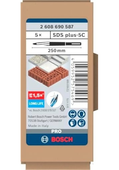 5x Pro Sds Plus-5c Sivri Keski Seti Beton, Tuğla, Ø Mm, Professional Aksesuar Kırıcı Delici, Kırıcılar