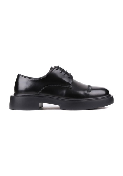 Shoetyle - Siyah Açma Deri Bağcıklı Erkek Klasik Ayakkabı 250-601-879-siyah