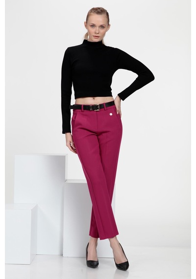 Cepli Cigarette Fit Pantolon Fuşya