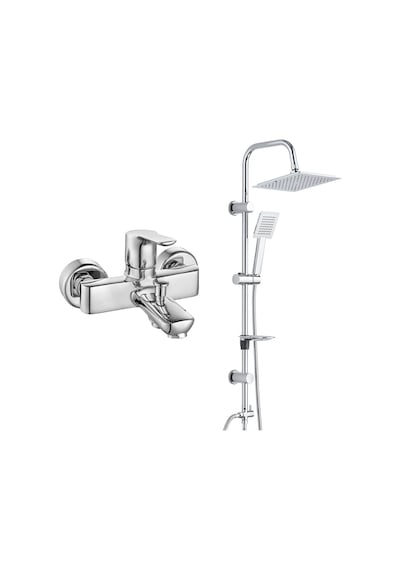 Eca Luna Banyo Bataryası + T-May Banyo Çam Kare Tepe Duş Takımı Seti