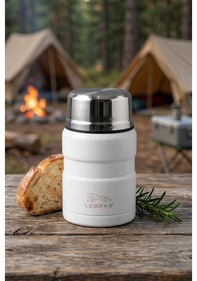 Cooker Leopar 500 Ml Kaşıklı Yemek Termosu Yk1829 Beyaz
