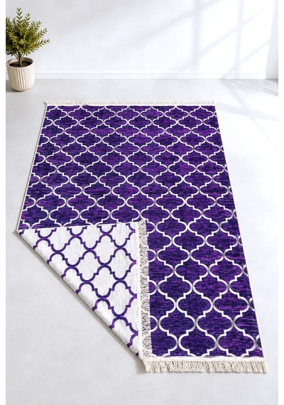 Kilim Paspas Çok Amaçlı Halı Makinede Yıkanabilir Toz Yapmaz Mor