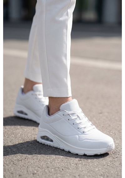 Bağcıklı Beyaz Unisex Yürüyüş Ve Spor Ayakkabı Sneaker 5101