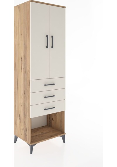 Hyperion Dolap 3 Raflı 3 Çekmeceli 2 Kapaklı 60x44x195 Çam-ay... Çam