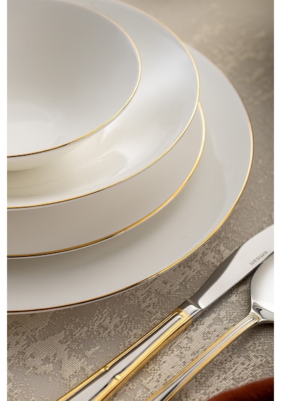 Emsan Elmira Gold Fine Bone 59 Parça 12 Kişilik Yemek Takımı Beyaz