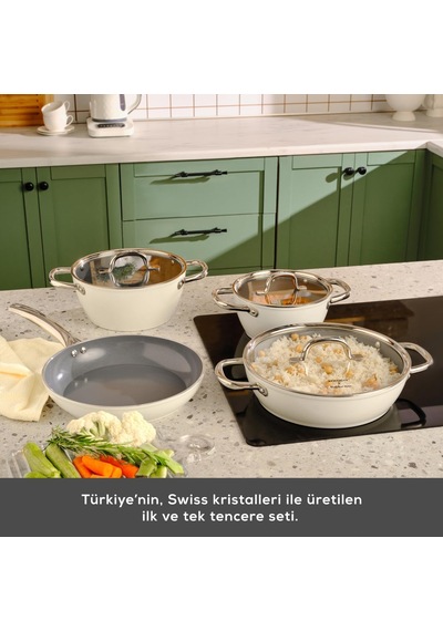 X Refika Birgül Swiss Crystal Metal Kulplu 7 Parça Tencere Seti Genel