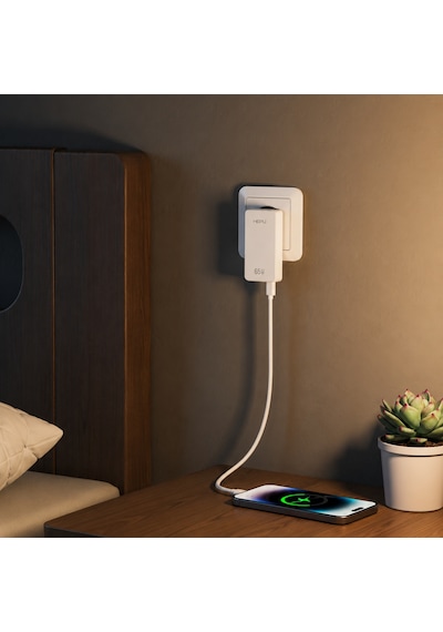 Hepu Hp-c36 65w Usb-c Gan Güç Adaptörü Ultra İnce Tasarım, Hızlı Şarj Konforu Type-c Kablo Dahildir