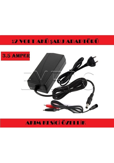 Eyepc Maşa Kablolu 12 Volt Aküler İçin + 3.5 Amper Şarj Şarz Adaptör