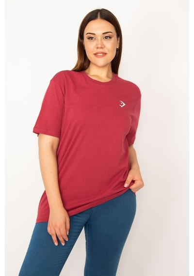 Şans Kadın Bordo Bisiklet Yakalı Kısa Kollu Basic Bluz 65n33279-bordo Bordo