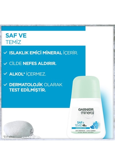 Garnier Mineral Saf&temiz Arındırıcı Etki Roll-on Deodorant