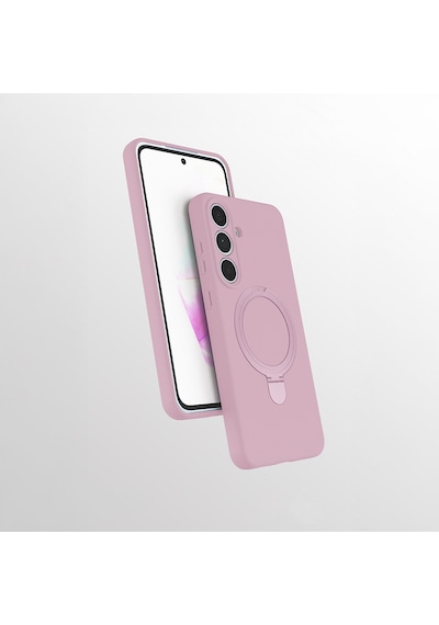 Samsung Galaxy Uyumlu S24 Fe Kılıf M-safe Şarj Özellikli Standlı Zore Samara Kapak Pembe